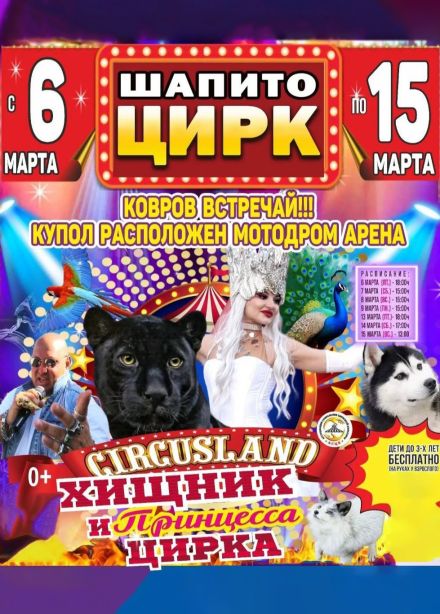Цирк-шапито «Circusland». Шоу «Хищник и принцесса цирка», Ковров